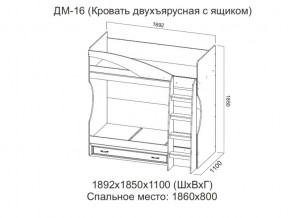 ДМ-16 Кровать двухъярусная с ящиком в Артёмовском - artyomovskij.магазин96.com | фото