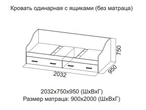 Кровать одинарная с ящиками (Без матраца 0,9*2,0) в Артёмовском - artyomovskij.магазин96.com | фото